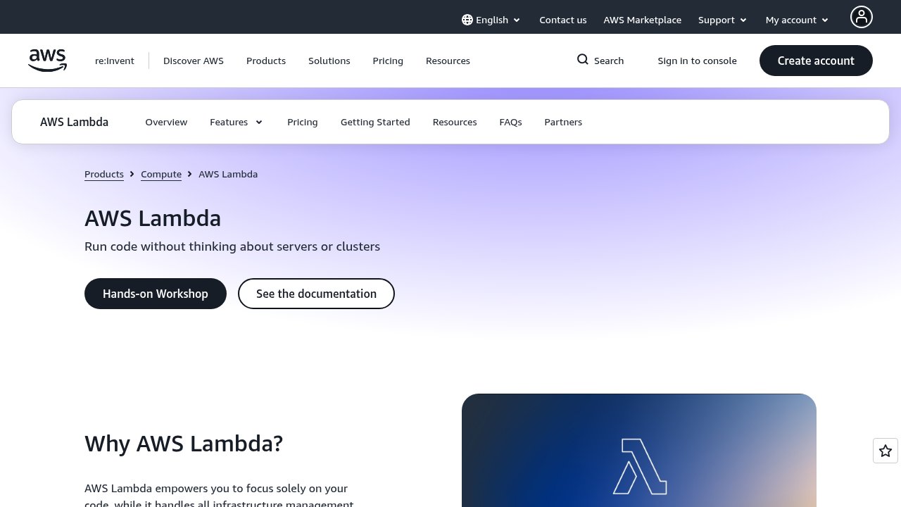 AWS Lambda product page — serverless, event-driven compute