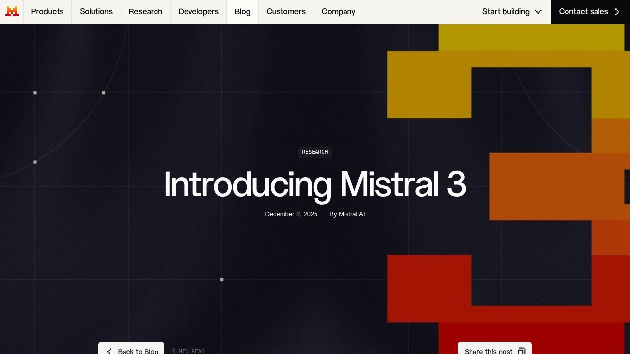 The Mistral 3 announcement on mistral.ai