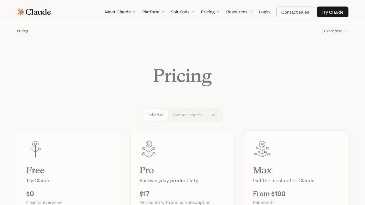 Anthropic pricing page — per-token rates across the Claude model tiers