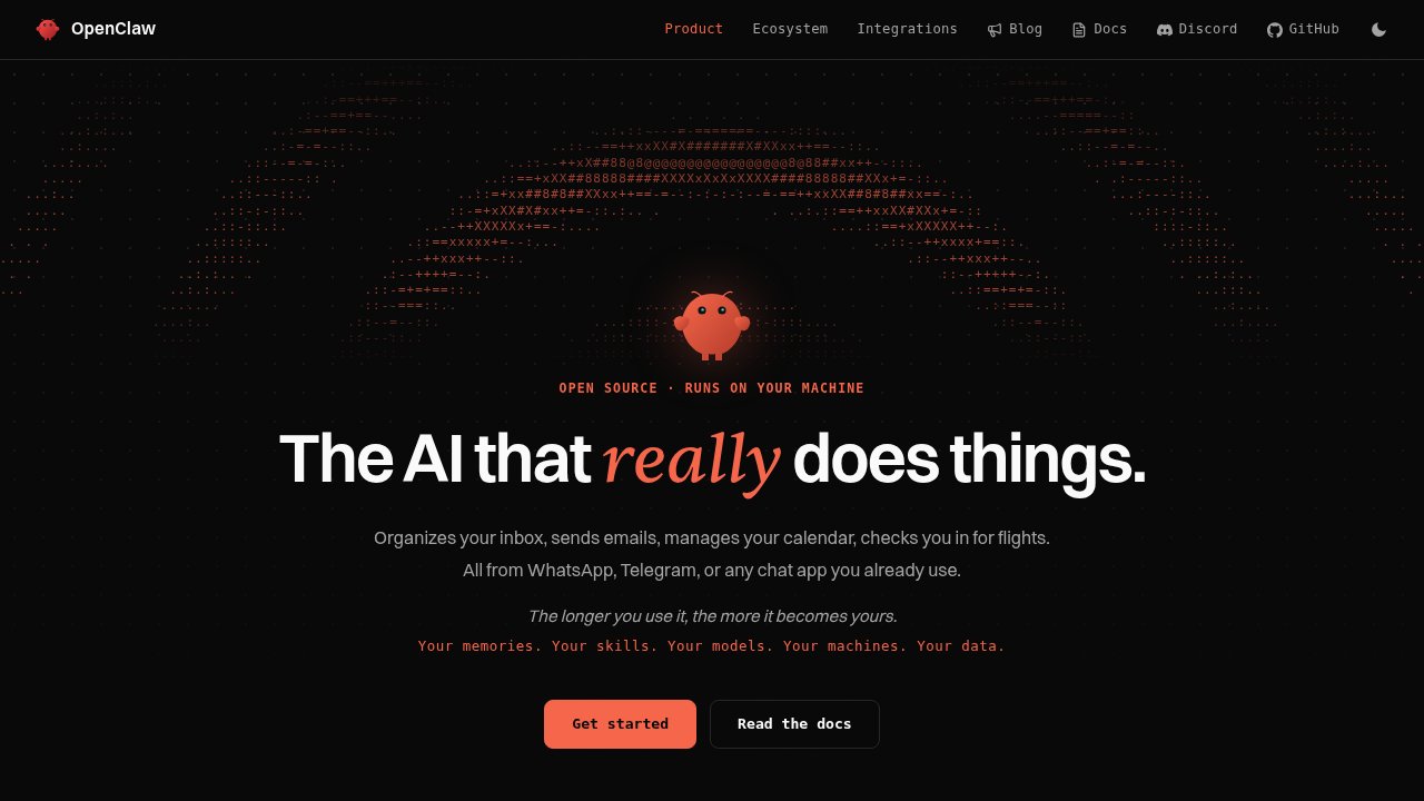 OpenClaw open-source AI agent framework official homepage