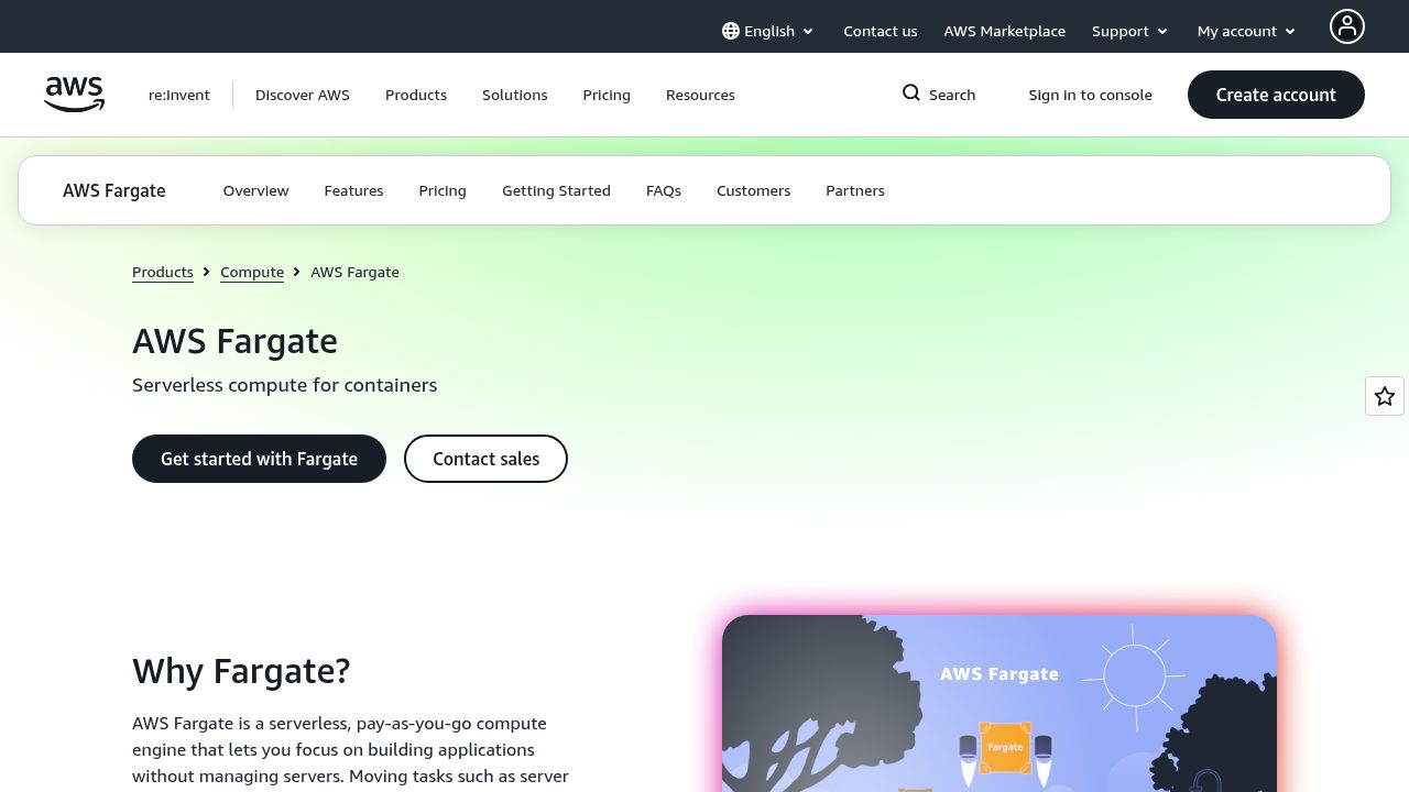 AWS Fargate product page — serverless compute for containers