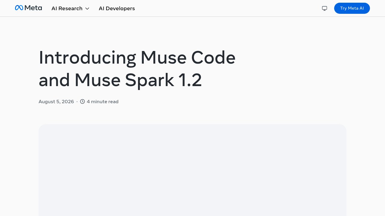 Meta's official blog post introducing Muse Code, its terminal coding agent