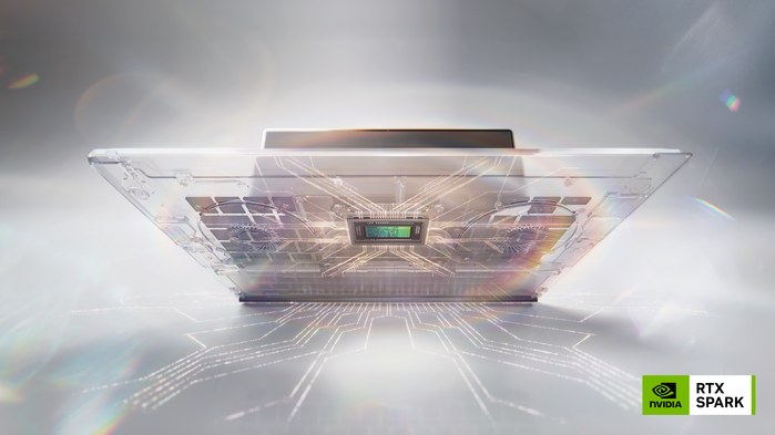 NVIDIA RTX Spark press render showing the laptop and its superchip architecture