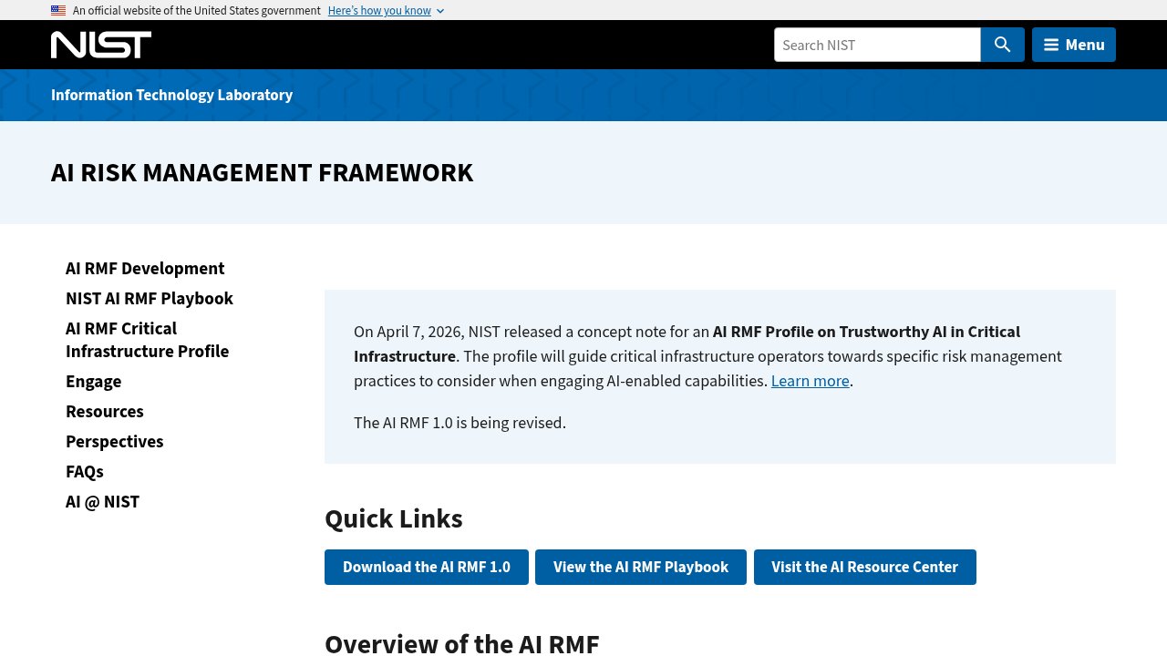 The NIST AI Risk Management Framework page